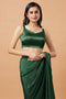 Carly Bottle Green Pentagon Neck Sleeveless Satin Comfort Stretch Blouse