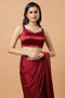 Carly Red Pentagon Neck Sleeveless Satin Comfort Stretch Blouse