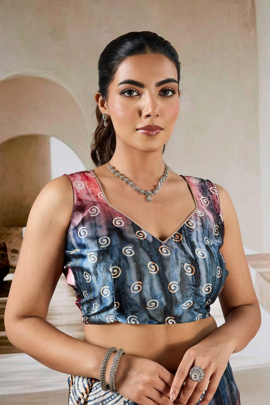 Talia Multi-Hued Prism-inspired Modal Satin Ready To Wear Saree