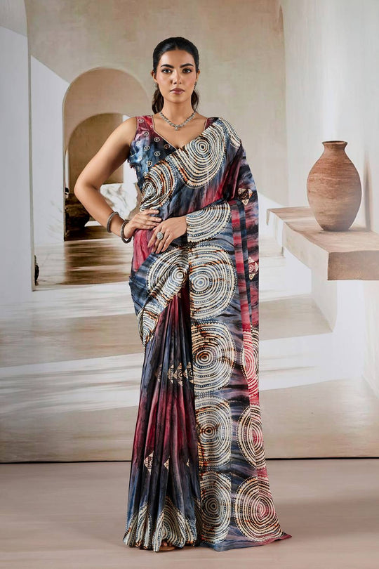 Talia Multi-Hued Prism-inspired Modal Satin Ready To Wear Saree