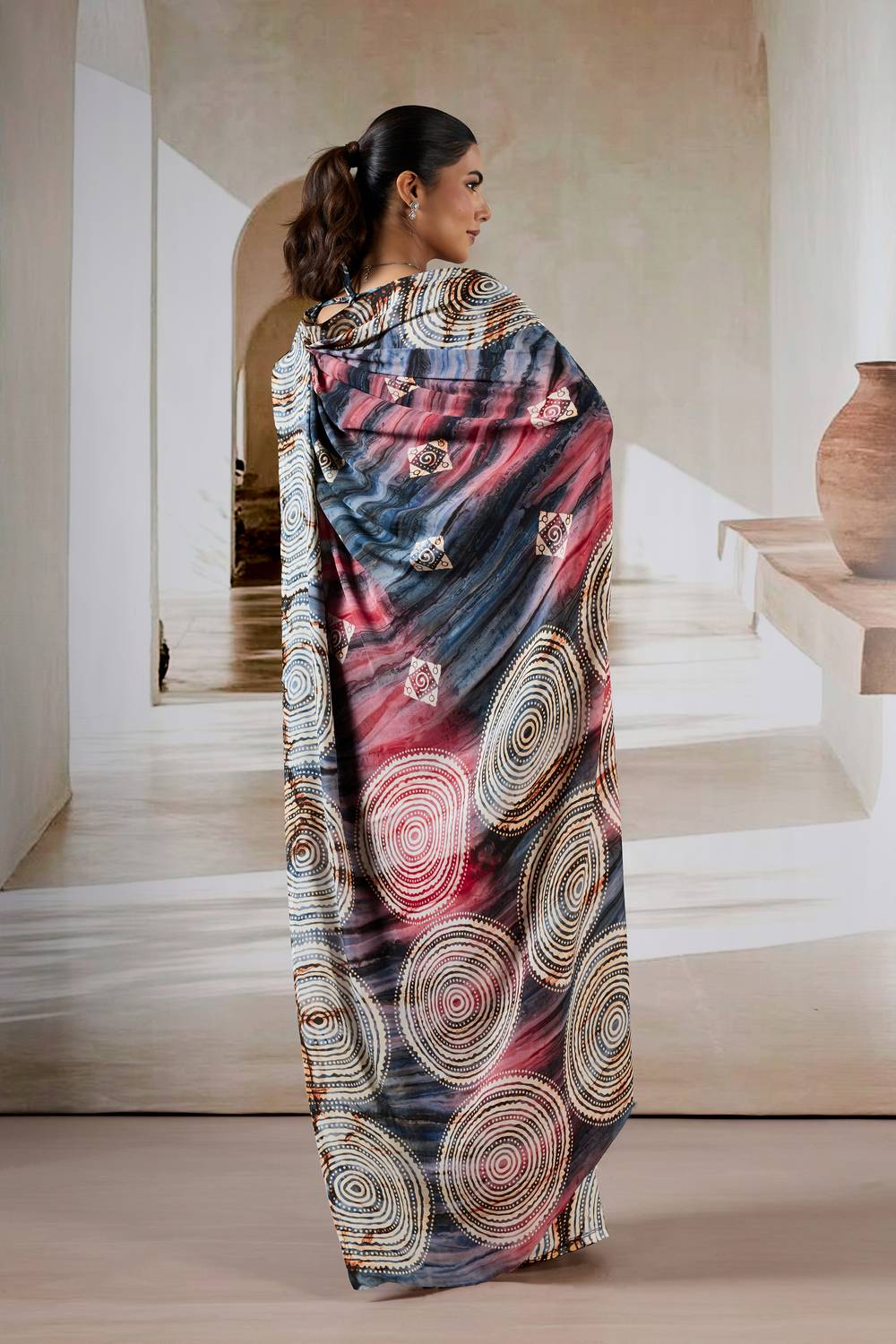 Talia Multi-Hued Prism-inspired Modal Satin Ready To Wear Saree