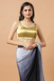 Carly Gold Pentagon Neck Sleeveless Satin Stretch Blouse
