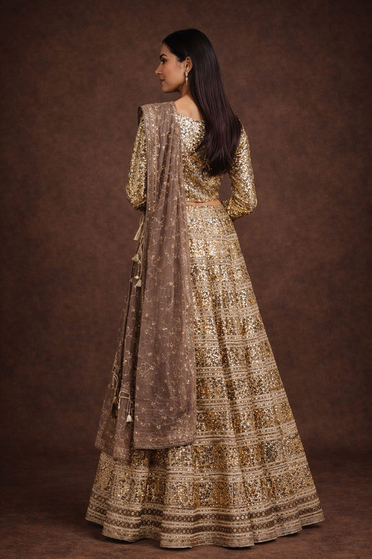 Sahara Gold Sequins Tradional Ready To Wear Lehenga Saree