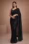 Nyris Black Sequins Georgette One Minute Saree