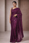 Nyris Magenta Georgette Sequins One Minute Saree