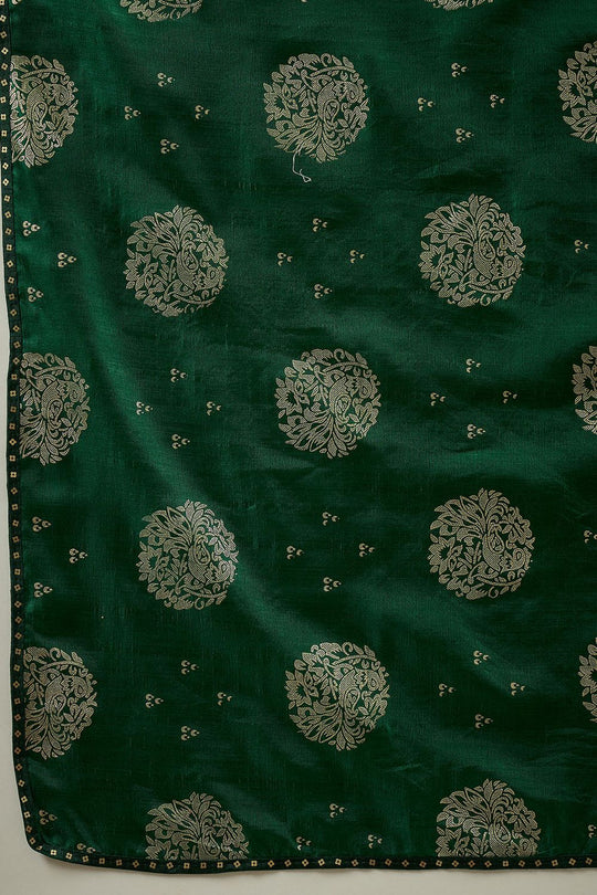 Ivy Green Georgette Floral Woven Ready To Wear Saree