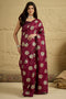 Ivy Wine Georgette Floral Woven Ready To Wear Saree