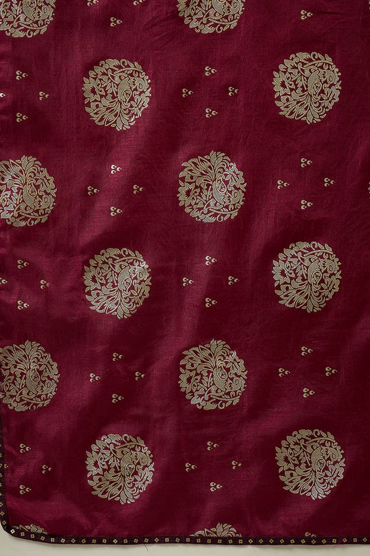 Ivy Wine Georgette Floral Woven Ready To Wear Saree