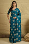 Ivy Teal Blue Georgette Floral Woven Ready To Wear Saree
