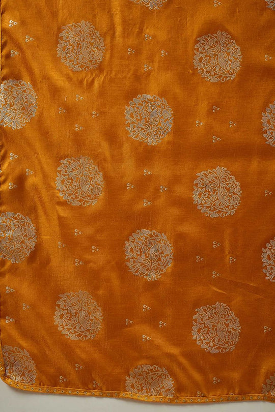 Ivy Mustard Yellow Georgette Floral Woven Ready To Wear Saree