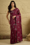 Aria Wine Georgette Floral Woven Ready To Wear Saree
