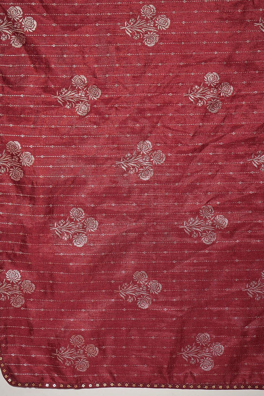 Aria Maroon Georgette Floral Woven Ready To Wear Saree