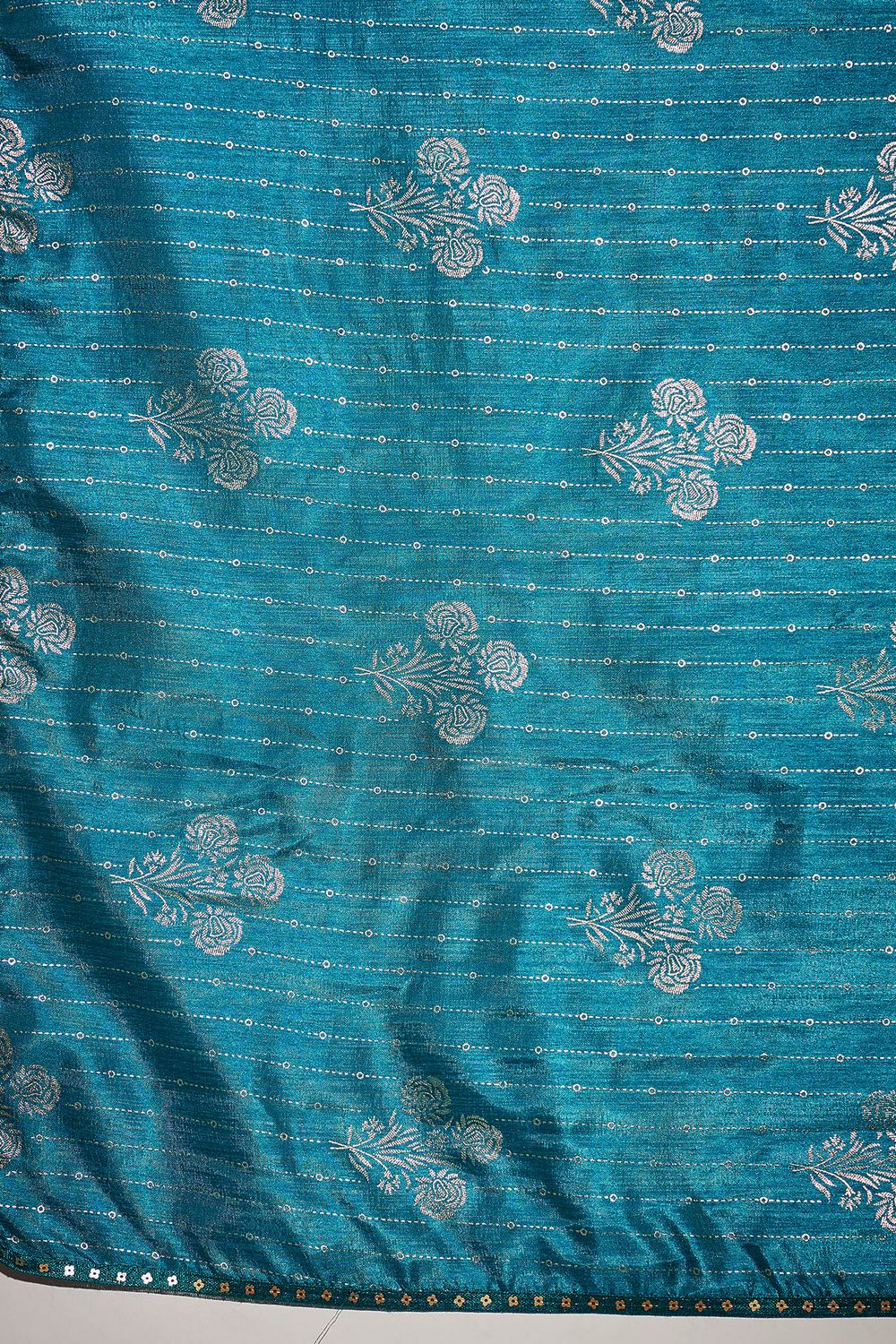 Aria Light Blue Georgette Floral Woven Ready To Wear Saree