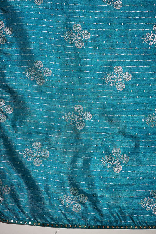 Aria Light Blue Georgette Floral Woven Ready To Wear Saree