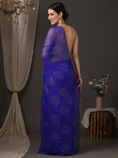 Dolly Blue Chiffon Lace One Minute Saree