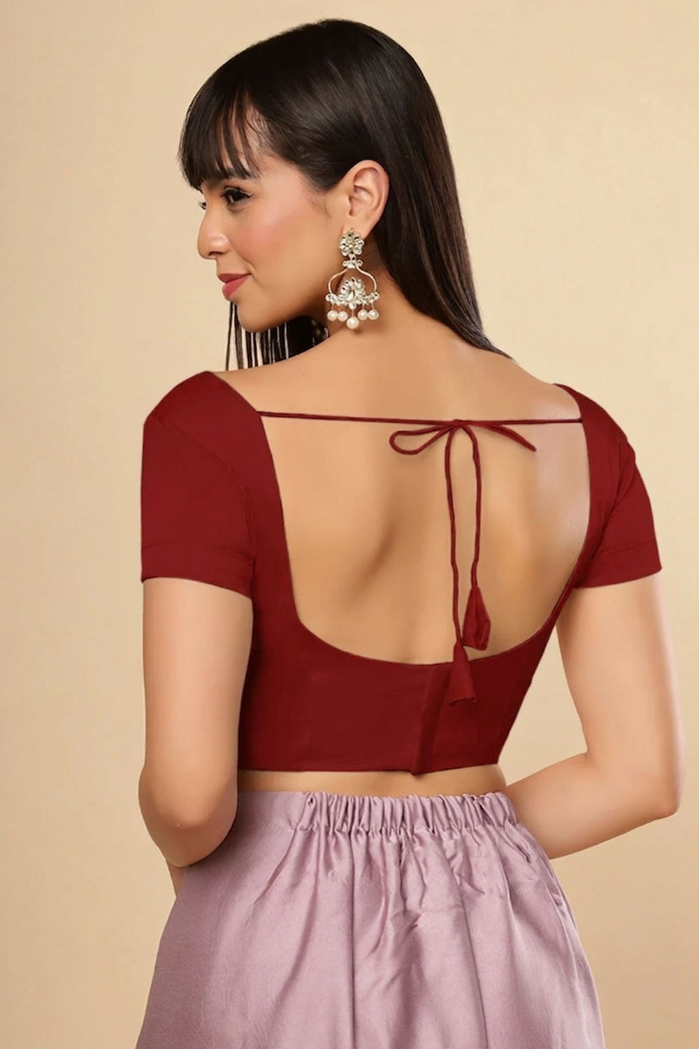 Deira Red Satin Comfort Stretchƒ?› Sweetheart Neck Short Sleeve Saree Blouse