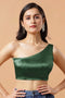 Giana Bottle Green One Shoulder Satin Comfort Stretch Blouse