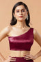 Giana Magenta One Shoulder Satin Comfort Stretch Blouse