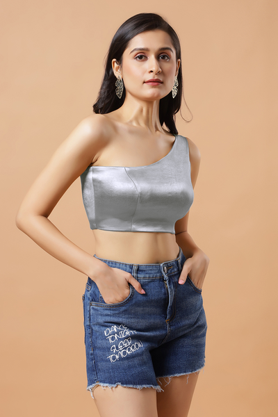 Giana Sliver One Shoulder Satin Stretch Blouse