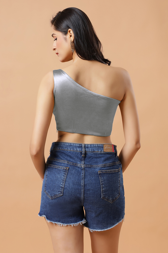 Giana Sliver One Shoulder Satin Stretch Blouse