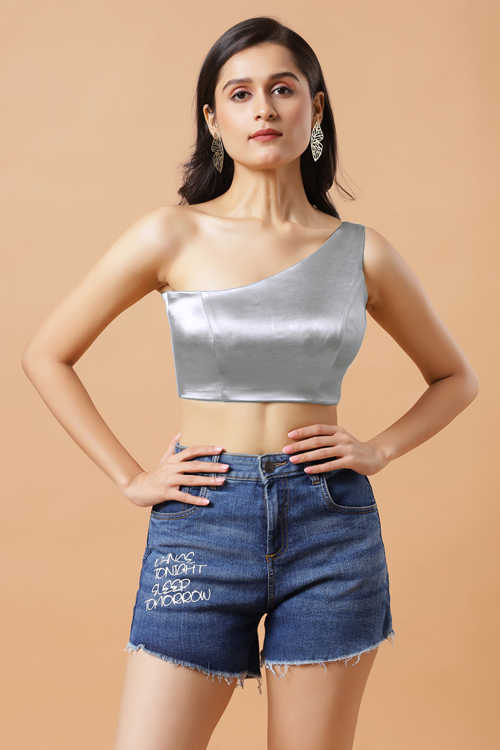 Giana Sliver One Shoulder Satin Stretch Blouse