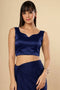 Ilia Dark Blue Satin Comfort Stretchƒ?› Sweetheart Neck Sleeveless Saree Blouse