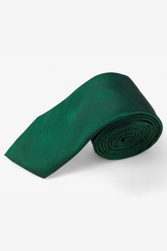 Green Ethnic Motif Silk Dark Green Tie