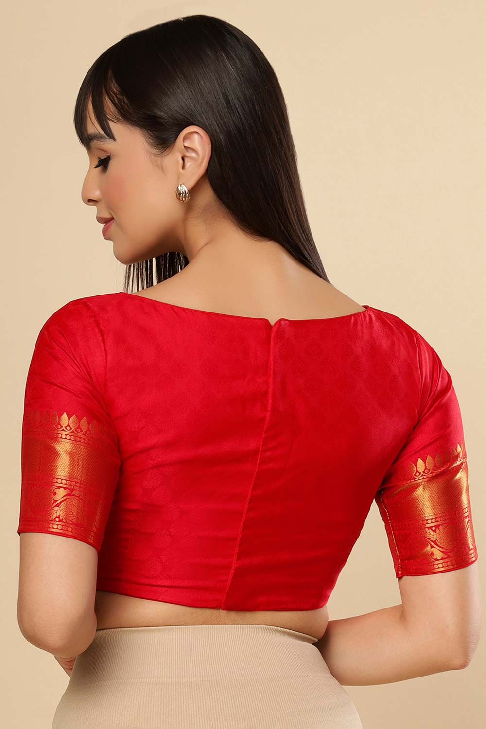 Silia Red Silk Blend Banarasi One Minute Saree