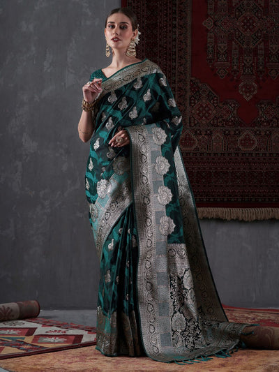 Kayla Green Satin Printed One Minute Saree