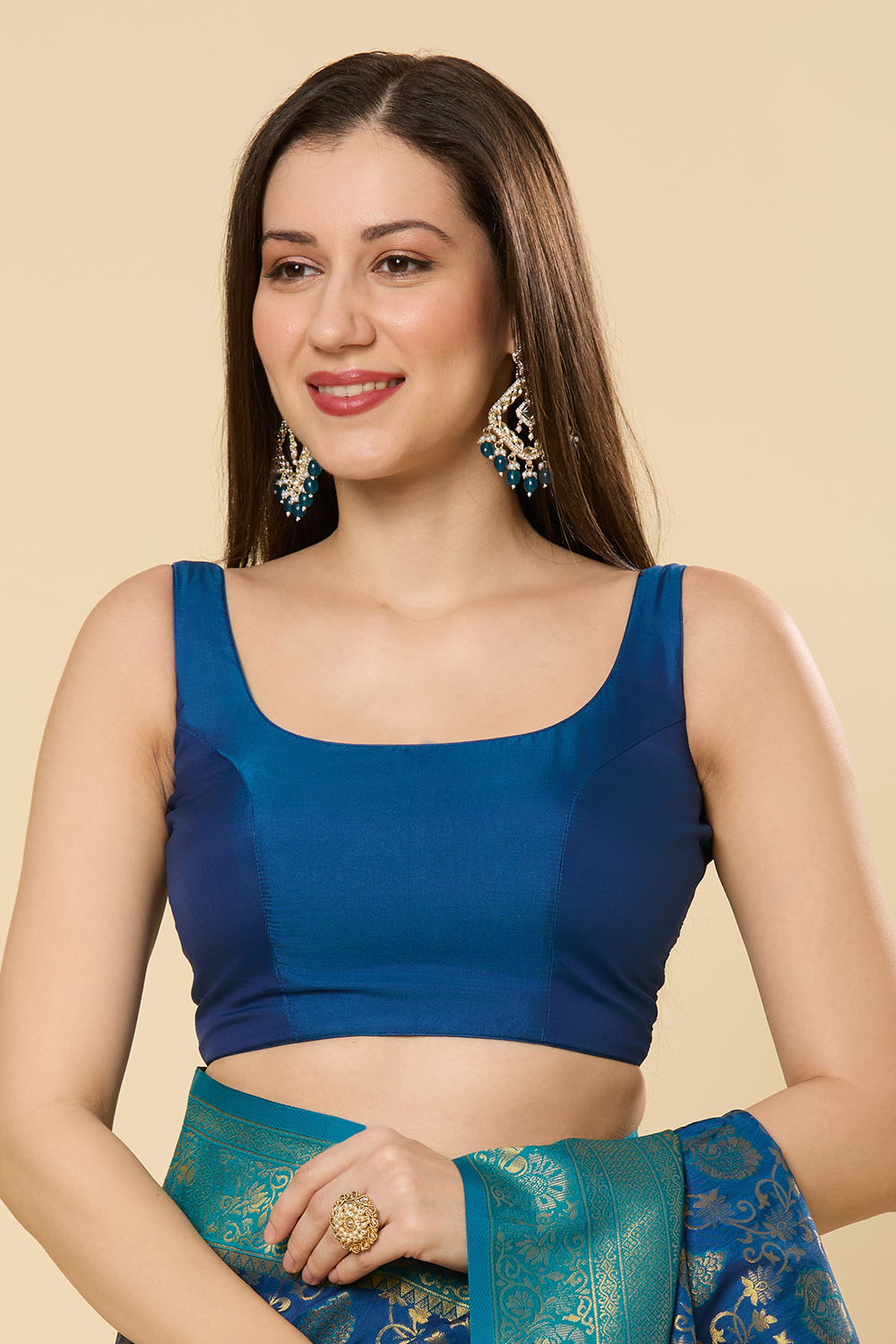 Nur Navy Blue Silk Blend Paisley Woven Design Dharmavaram One Minute Saree