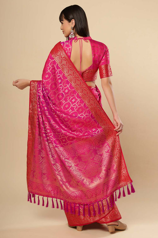 Ruchi Pink Woven Silk Blend One Minute Saree