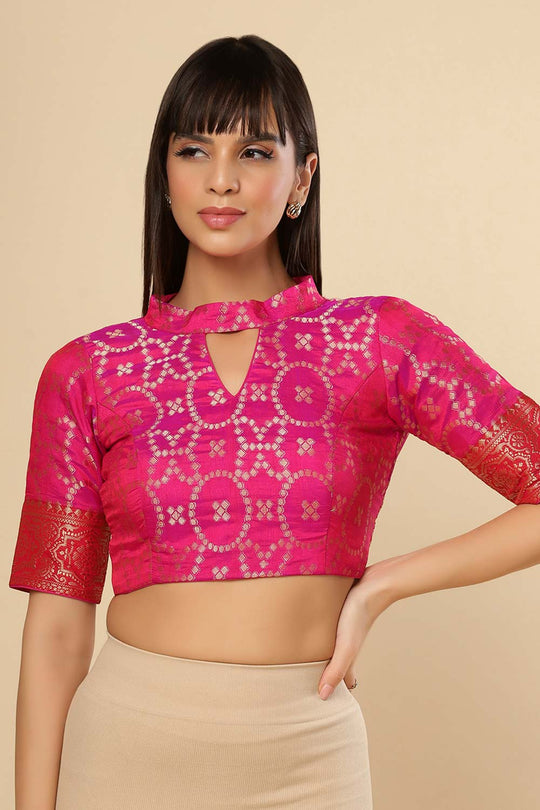 Ruchi Pink Woven Silk Blend One Minute Saree