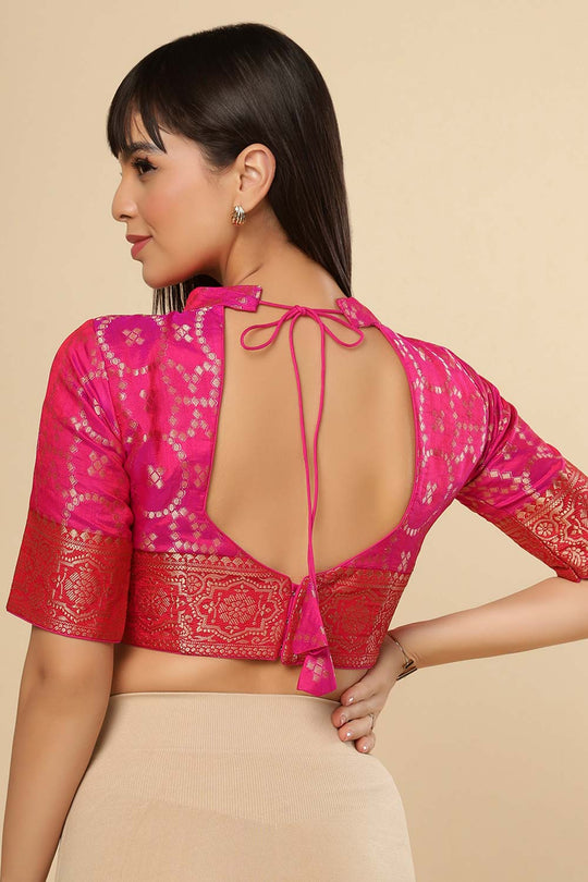 Ruchi Pink Woven Silk Blend One Minute Saree