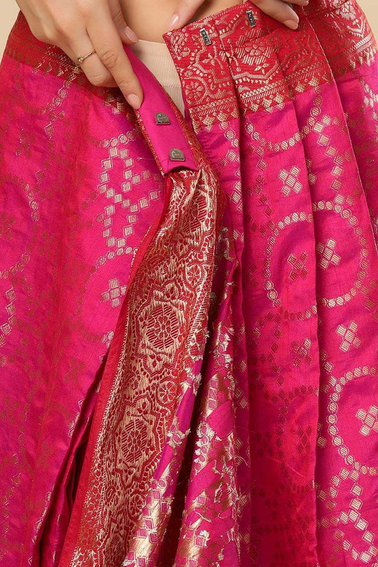 Ruchi Pink Woven Silk Blend One Minute Saree