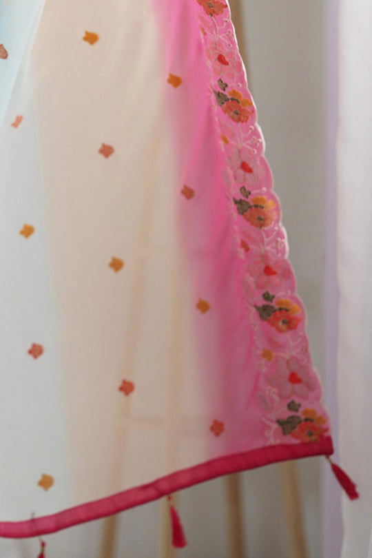 Tania Blue Georgette Embroidered Ready to Wear One Minute Saree