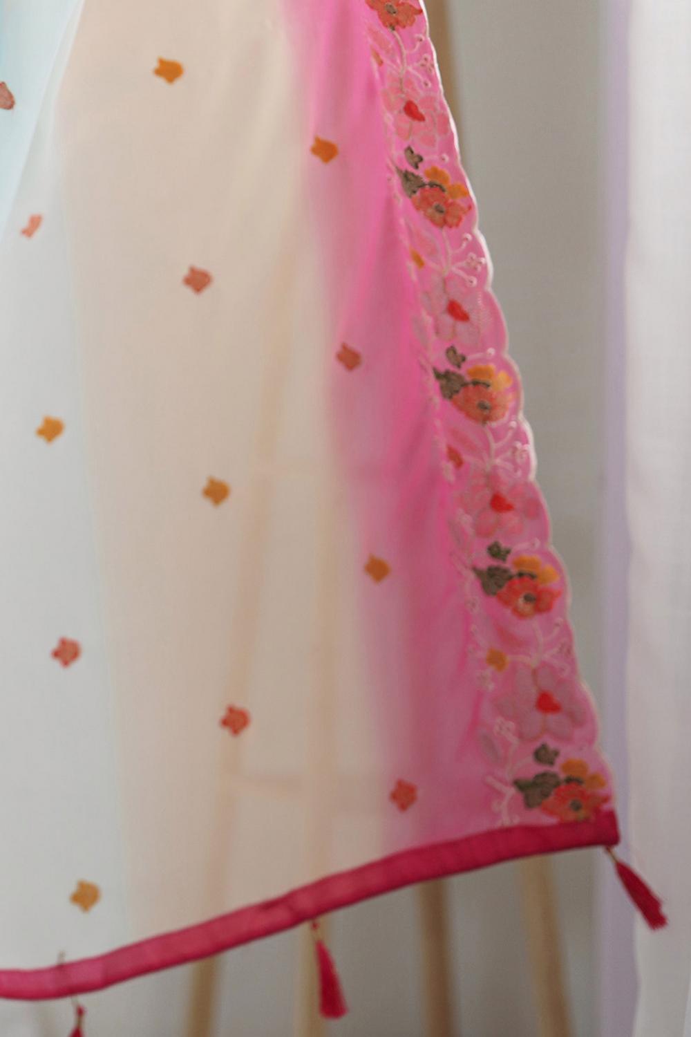 Tania Blue Georgette Embroidered Ready to Wear One Minute Saree