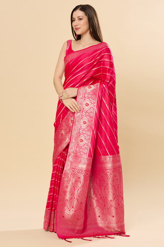 Zaira Pink Art Silk Leheriya One Minute Saree