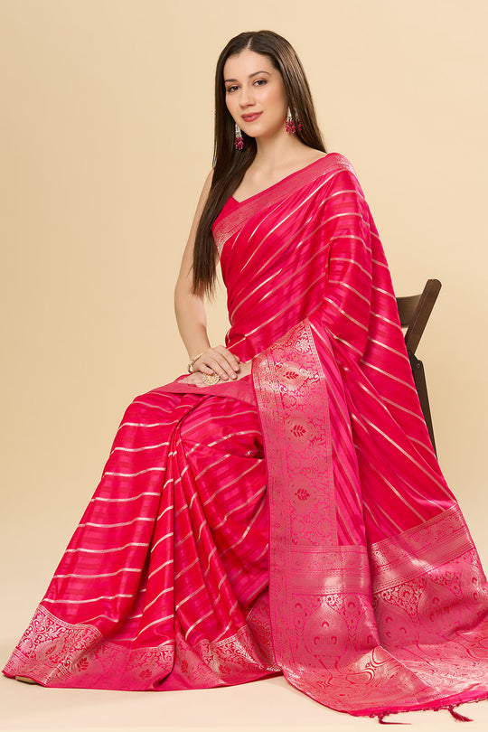 Zaira Pink Art Silk Leheriya One Minute Saree