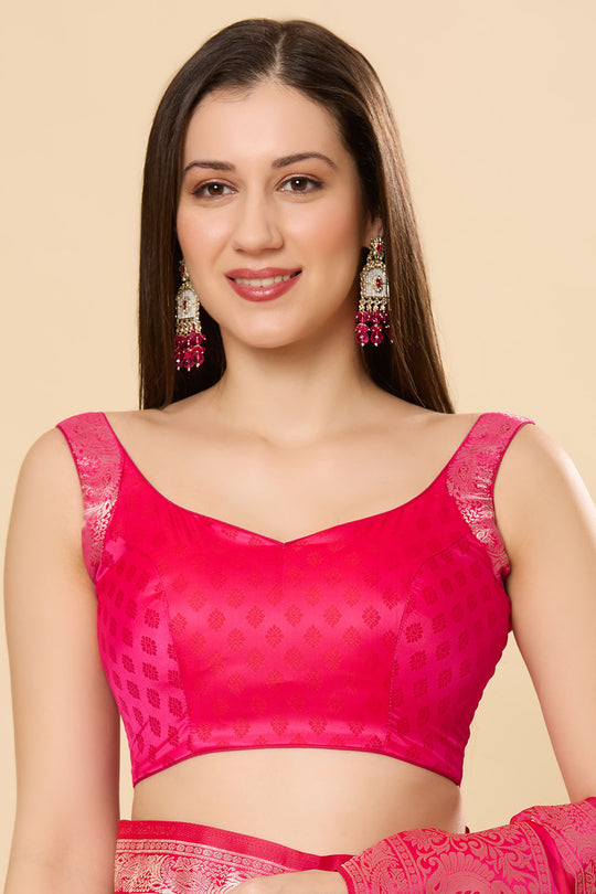 Zaira Pink Art Silk Leheriya One Minute Saree