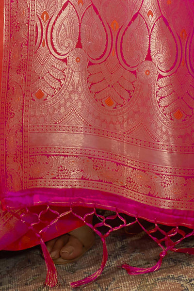 Buy Pink Art Silk Leheriya Design One Minute Saree Online - Side