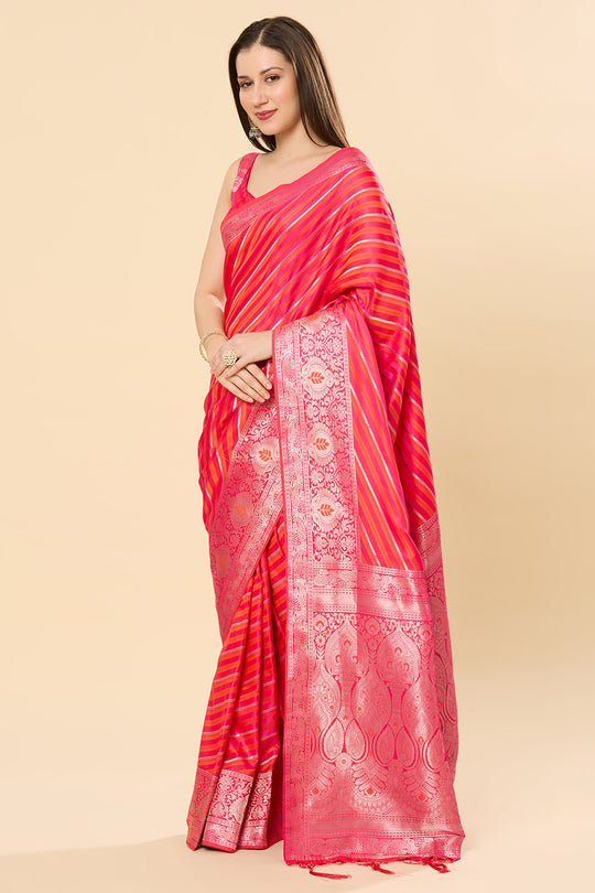 Saira Pink Art Silk Leheriya One Minute Saree