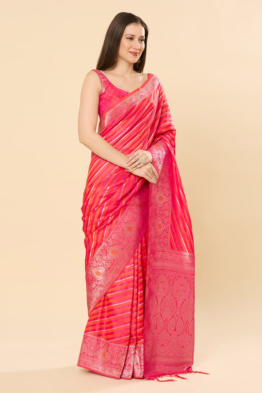 Saira Pink Art Silk Leheriya One Minute Saree