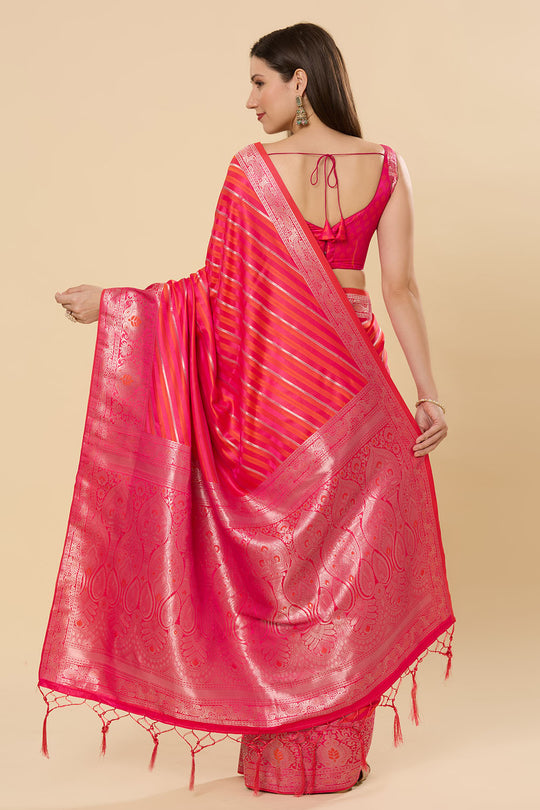Saira Pink Art Silk Leheriya One Minute Saree