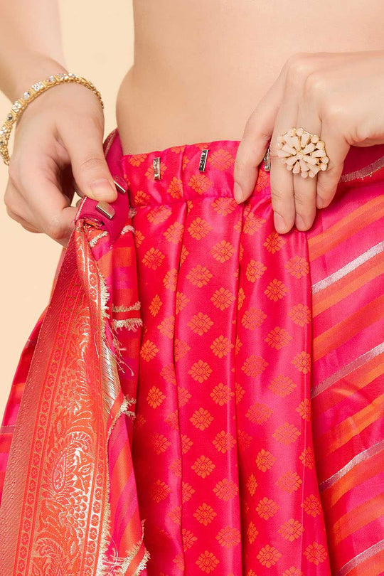 Saira Pink Art Silk Leheriya One Minute Saree
