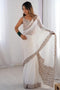 Jhumpa White Chiffon Embroidered Zari Border Ready to Wear Saree