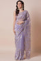 Lila Lavender Net Embellished Party Wear Ready to Wear Saree