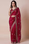 Anisa Rani Pink Satin Silk Zari Embellished Ready to Wear Saree