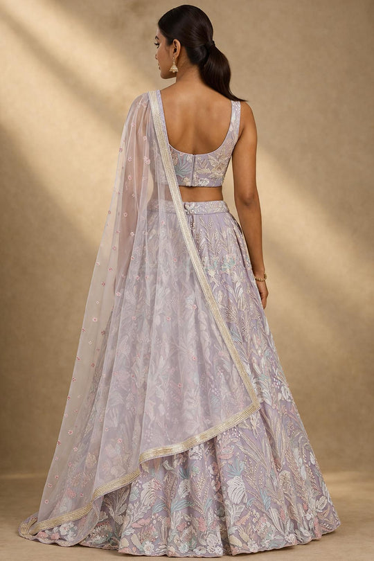 Lilly Lavender Sequin Embroidered Net Lehenga Saree