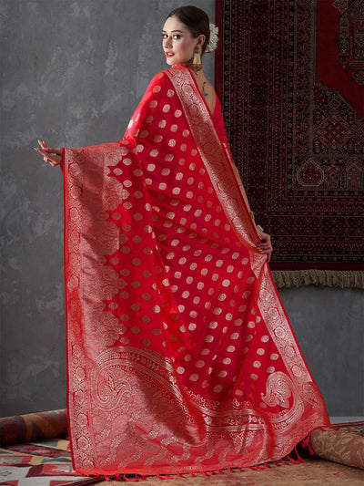 Misha Red Silk Printed One Minute Saree