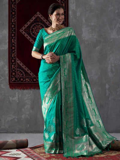 Maya Turquoise Silk Printed One Minute Saree